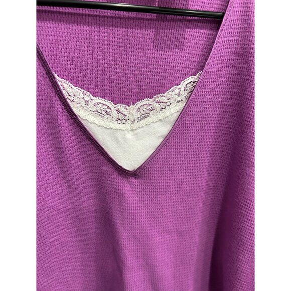 Faded Glory Womens Purple Long-Sleeve Top Lace Trim Size 16W Cotton - Picture 4 of 10